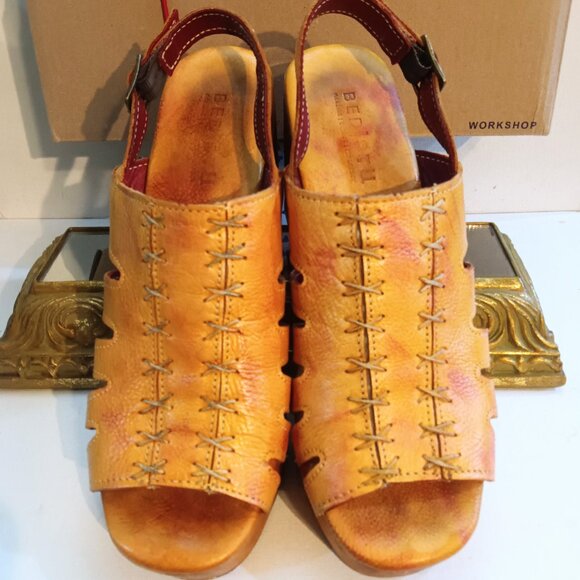 BED STU Fontella Mango Multi Leather Platform Sandal 9.5 Excellent - Picture 2 of 12